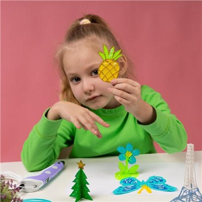 3D ручка Luazon, дисплей, работа с ABS и PLA, пластик в комплекте, фиолетовая