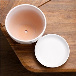 Горшок для цветов «День», керамический, с поддоном, 1.65 л, белый с полосками