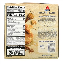 Atkins, Snickerdoodle Bar, Gluten Free, 5 Bars, 1.41 oz (40 g) Each