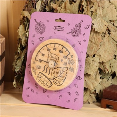 Термометр для бани и сауны «Листья», d=14 см, деревянный, «Добропаровъ»