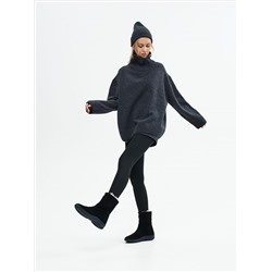 Ботинки женские чёрные замшевые на молнии, литая подошва