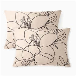 Комплект наволочек «Этель» Graphic flowers, 50×70 см, 2 шт., мако-сатин, хлопок 100%