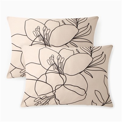 Комплект наволочек «Этель» Graphic flowers, 50×70 см, 2 шт., мако-сатин, хлопок 100%