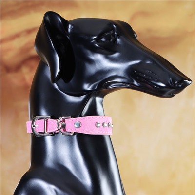Ошейник «Бархат и стразы», 31×1.3/2 см, ОШ 22-28 см, розовый