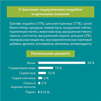 Сухой корм Purina One для домашних кошек, индейка/злаки, 3 кг