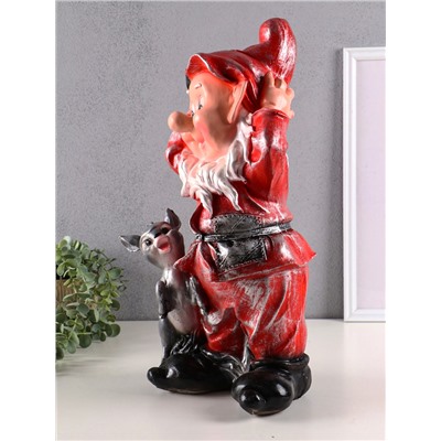 Фигура полистоун «Гном с оленёнком», 48 см