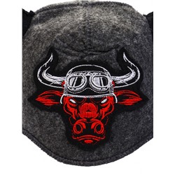 Шапка для бани и сауны «Бык - байкер», полиэфир 70%, шерсть 30%, «Добропаровъ»