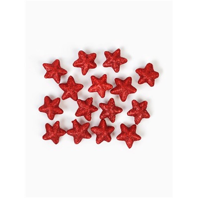 Фигурка для поделок и декора «Звезда», набор 15 шт., размер 1 шт.: 3.5×3.5×2 см, цвет красный