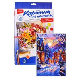 Картина по номерам на картоне 20*28,5 см "Зимняя улица"
