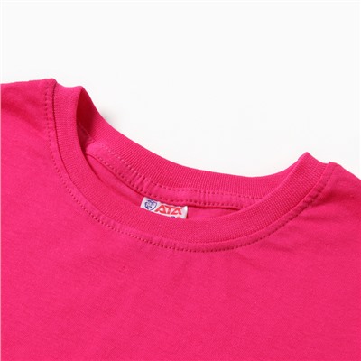Футболка для девочки однотонная ATA kids, цвет фуксия, рост 152 см
