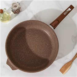 Сковорода Мечта «Гранит Brown», d=30 см, съёмная ручка, стеклянная крышка, антипригарное покрытие, литой алюминий, коричневая