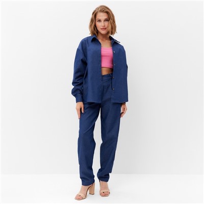 Рубашка женская MINAKU: Jeans Collection, размер 42, синяя