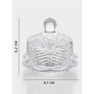 Икорница «Цветок», 65 мл, 8.7×8.2 см, с крышкой, стекло, прозрачная