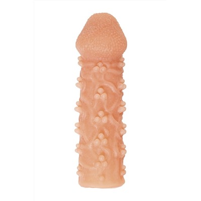 Телесная закрытая насадка с пучками шишечек Cock Sleeve 009 Size M - 15,6 см.