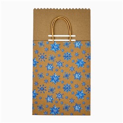 Пакет новогодний подарочный с клапаном «С Новым годом», крафт, глиттер, 19.5×10×25 см