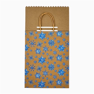 Пакет новогодний подарочный с клапаном «С Новым годом», крафт, глиттер, 19.5×10×25 см