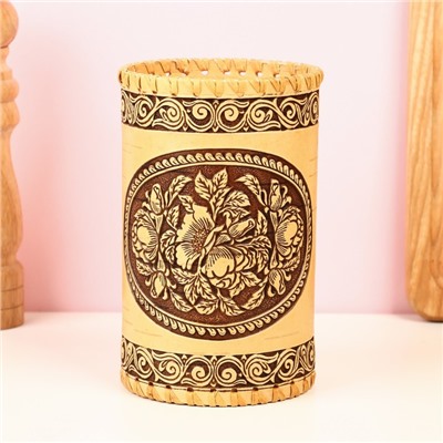 Туес «Пионы», 10.5×20 см, береста