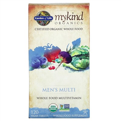 Garden of Life, MyKind Organics, мультивитамины для мужчин, 120 веганских таблеток