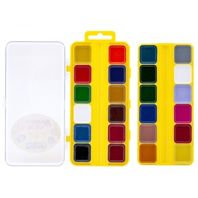 Краски акварельные медовые 24цв АККМФ24 без кисти пласт.уп Каляка-Маляка