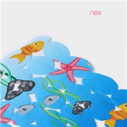 Коврик противоскользящий в ванну Доляна «Лагуна», на присосках, 35×69 см