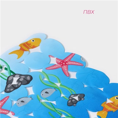 Коврик противоскользящий в ванну Доляна «Лагуна», на присосках, 35×69 см