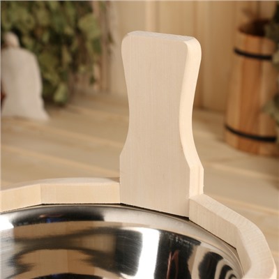 Шайка - ушат для бани и сауны «Русские узоры», 3 л, деревянная, нержавеющая вставка, «Добропаровъ»