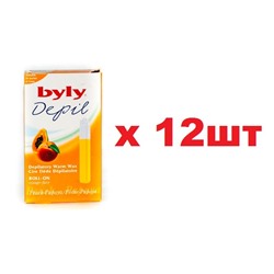 Byly Теплый воск для депиляции для лица Персик-папайя с роликовым аппликатором 15мл 12шт