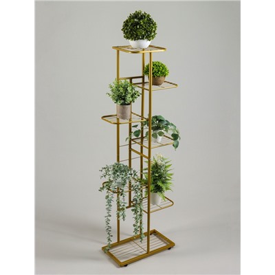 Подставка для цветов Greengo, 7 полок, 43×22×126 см, напольная, металл, цвет золотой