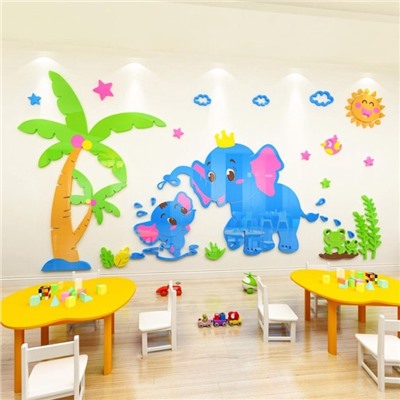 Наклейки интерьерные детские TAKE IT EASY «Слонята», декор на стену, панно, 150×75 см