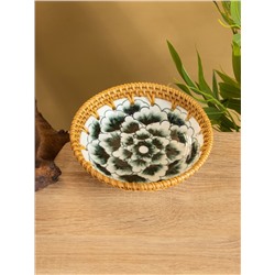 Тарелка керамическая с ротангом, 18×18×3.7 см, МИКС
