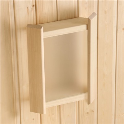 Абажур для бани и сауны, деревянный, настенный, со вставкой из белого стекла, «Добропаровъ»