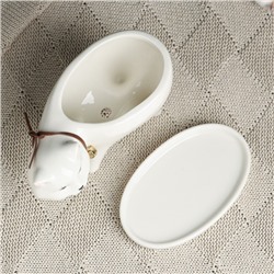 Декоративный горшок для цветов «Кошка», 250 мл, 15.5×7.5×9.5 см, с поддоном, керамика, белый, Greengo