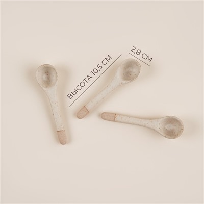 Набор чайных ложек SL Home «Виенто», 10.5×2.8 см, 3 шт., керамика, бежевый