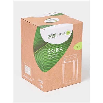 Банка для сыпучих BellaTenero «Эко», 3 л, 14.5×21 см, с бамбуковой крышкой, стекло, прозрачная