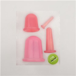 Набор вакуумных банок для массажа, силиконовые, d 7/5,5/3,9/1.6 см, 4 шт., цвет розовый