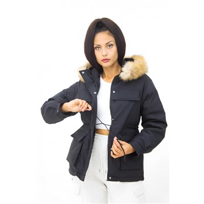 Универсальная парка с натуральным мехом, Евро-зима, демисезон. арт.615 (Черный)
