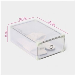 Коробка для хранения обуви выдвижная Доляна Middle size, 20×31×11 см, 3 шт., цвет белый