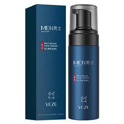 (ЗАМЯТА КОРОБОЧКА) Мужская пенка-мусс для умывания с дозатором VEZE, 150 гр.