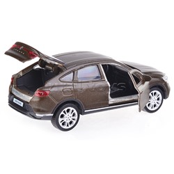 Машина металл Renault Arkana 12 см, (свет-звук, открыв. дверт, матовый бежевый) в коробке