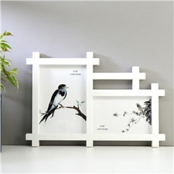 Фоторамка - коллаж на 2 фото 10×15 см, 18×13 см «Прямые линии», белая, 32.5×22.5×2 см