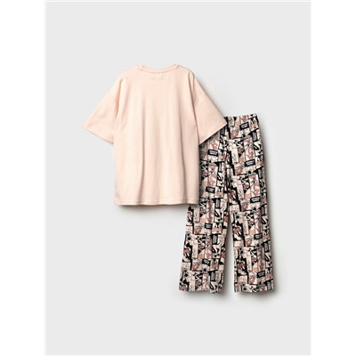 Комплект трикотажный для девочек: фуфайка (футболка), брюки