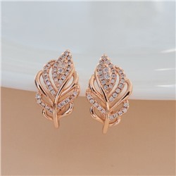 Серьги перо ювелирная бижутерия коллекция "Дубай", покрытие позолота, вставка: фианиты, цвет: прозрачный, арт.213.561