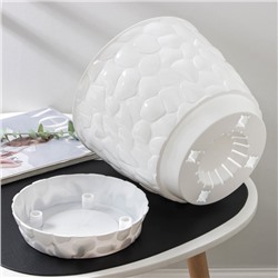 Горшок для цветов с поддоном «Камни», 8 л, пластиковый, белый