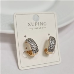 Серьги конго дорожка коллекция "Xuping" покрытие позолота 18К, вставка: фианиты, арт.101.046