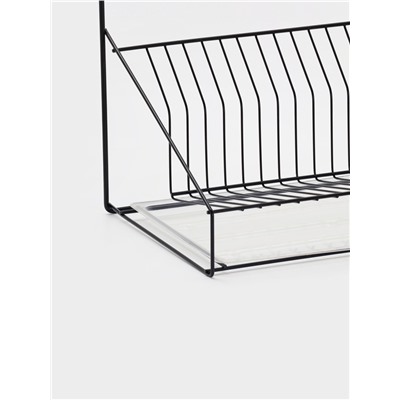 Посудосушитель настольный с поддоном, 38.5×38.5×24 см, черный