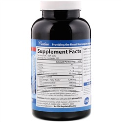 Carlson Labs, Wild Caught Super Omega-3 Gems, высокоэффективная омега-3 из морской рыбы, 1200 мг, 250 капсул