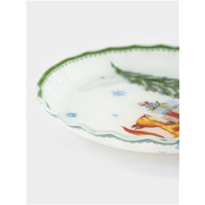 Блюдо новогоднее сервировочное Доляна «Зверьки в лесу», d=19 см, h=2.1 см, стекло, разноцветное