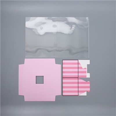 Коробка подарочная для цветов с вазой и пластиковыми окнами складная, упаковка, «Love», 23×30×23 см