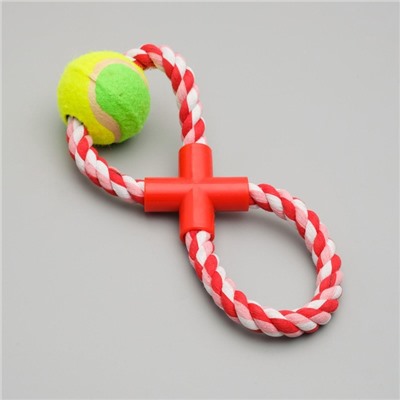 Игрушка тренировочная канатная «Восьмёрка с мячом», до 28 см, до 170 г, цвет МИКС