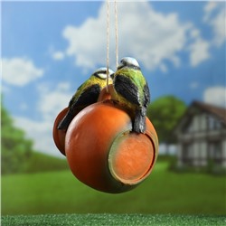 Подвесной декор - кормушка "Кувшин с птичками" 21х18х15см